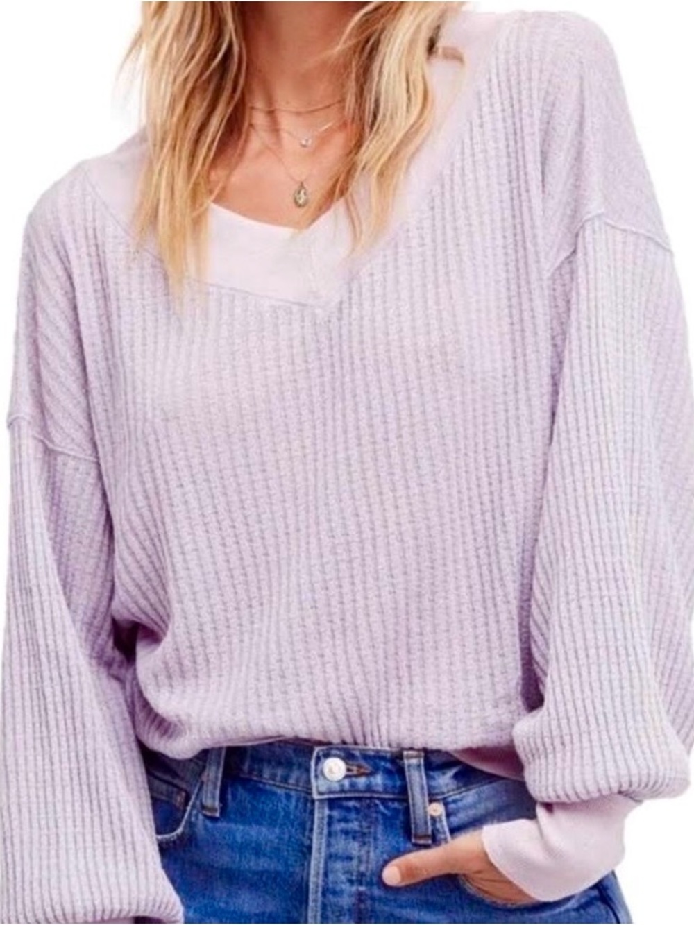 We the Free Lilac Thermal Slouch Long Sleeve